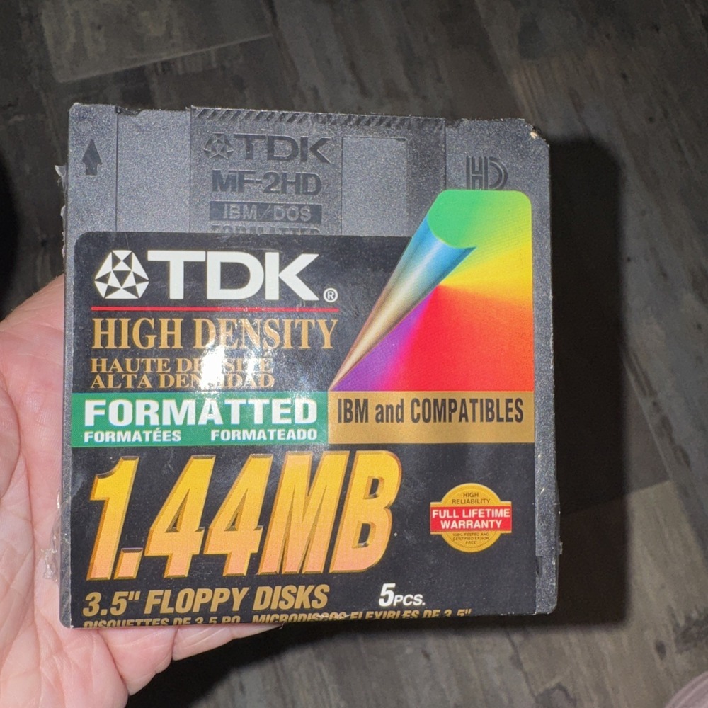 TDK High Density 3.5" 1.44MB IBM Formatted Floppy Disks 5 Pack